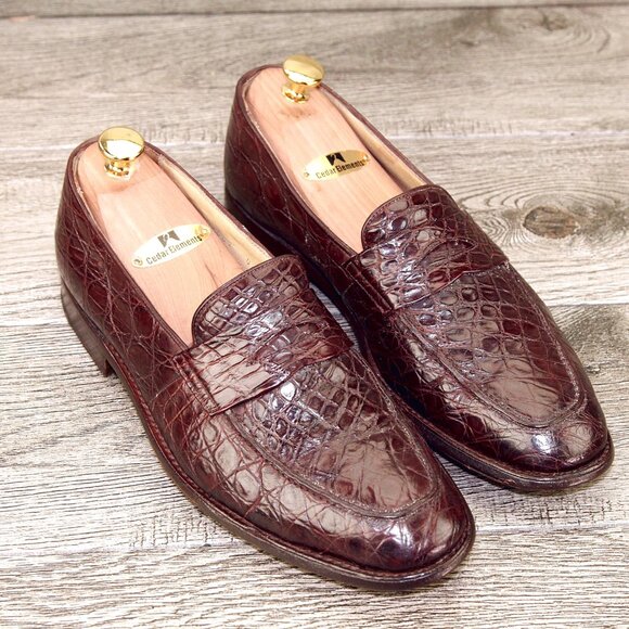 $1,595 Neiman Marcus GRAVATI Genuine Crocodile 8.5 M Brown * add $15 new Trees - Picture 1 of 16